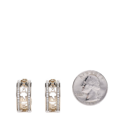 Chanel Metal Crystal Bow-tiful CC Hoop Earrings Gold 2 of 6