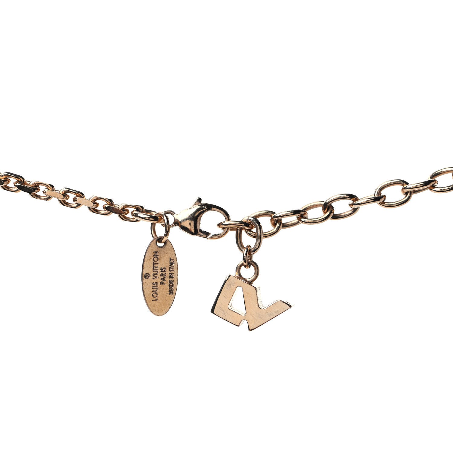 Louis Vuitton Metal Onyx Crystal Padlock And Key Pendant Necklace Gold Black 3 of 4