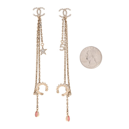 Chanel Crystal Star 5 Drop CC Earrings Gold 2 of 5