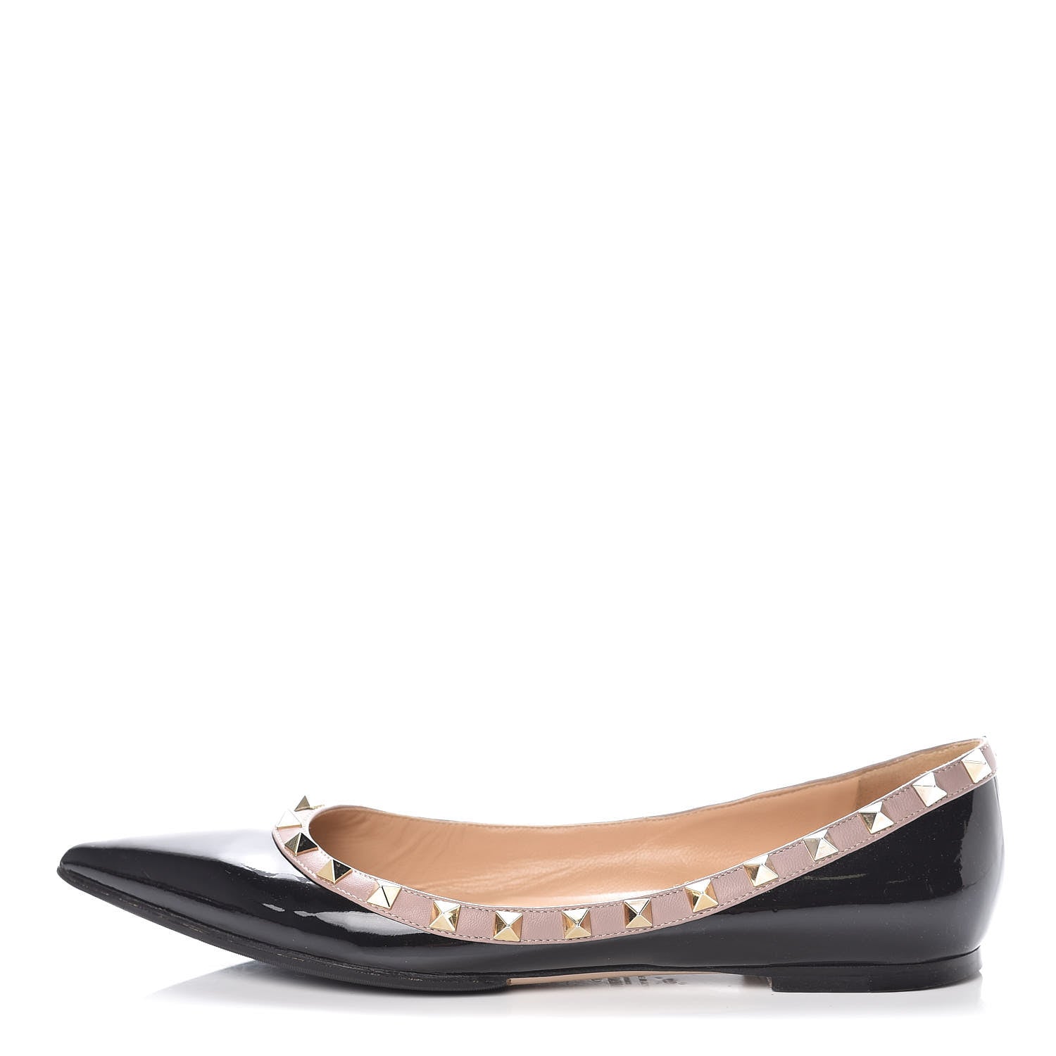 Valentino Garavani Patent Rockstud Ballerina Flats 40 Black Poudre 1 of 19