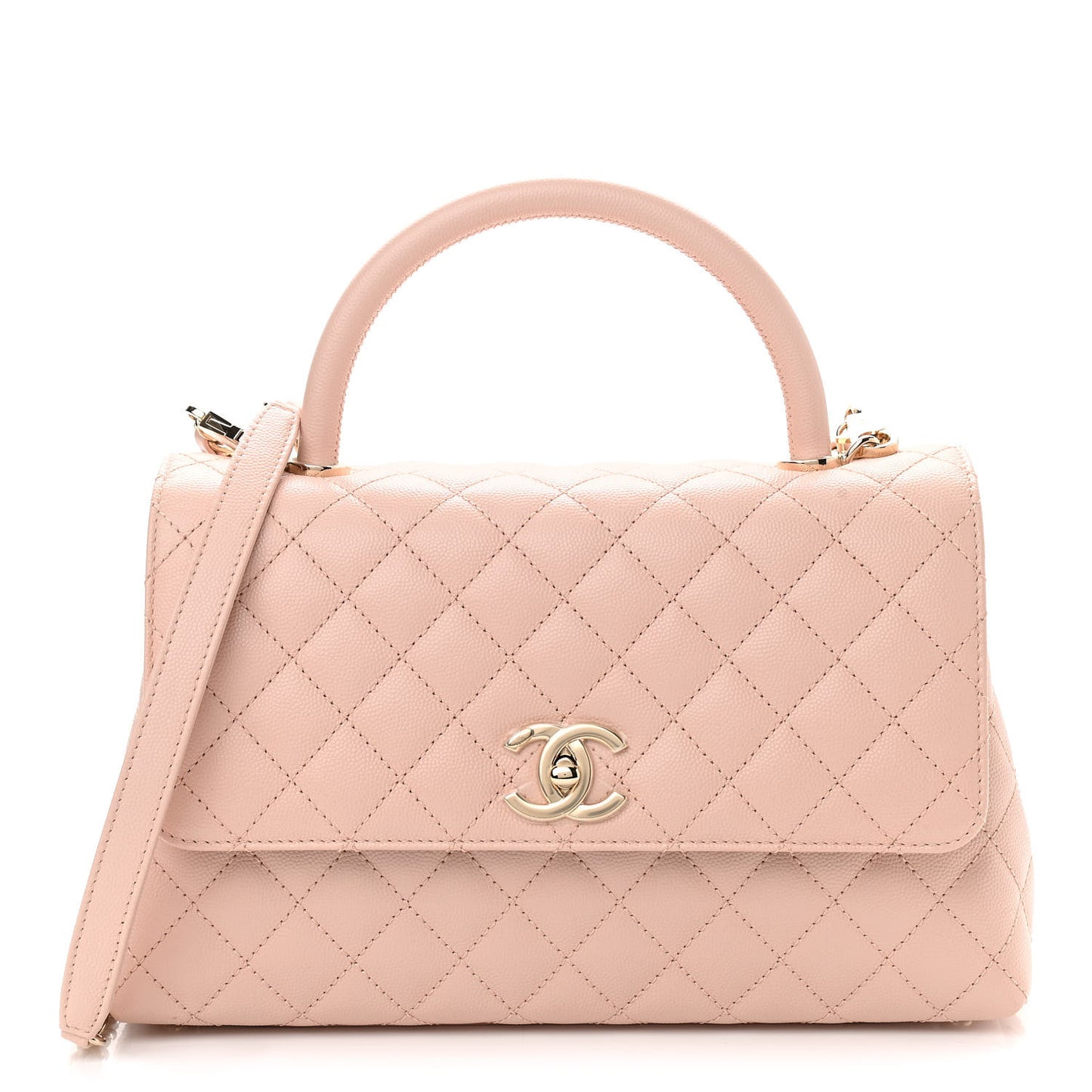 Caviar Quilted Small Coco Handle Flap Light Pink