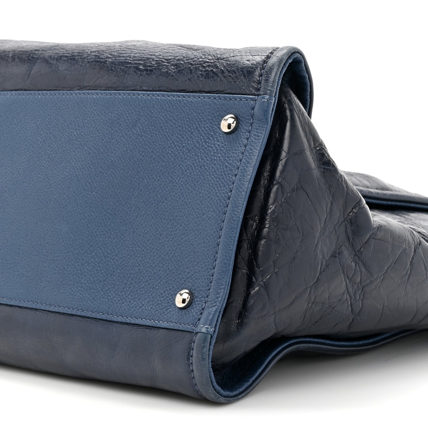 Glazed Calfskin Large Deauville Tote Blue