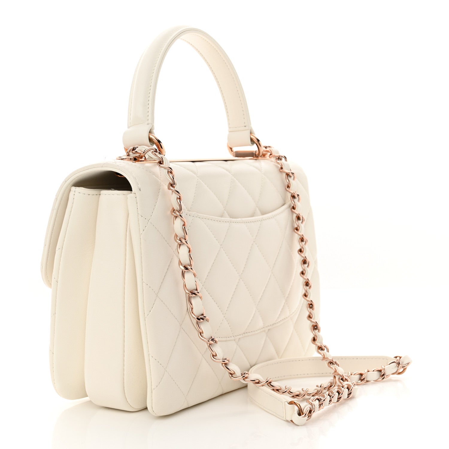 Chanel Lambskin Quilted Small Trendy CC Dual Handle Flap Bag White 3 of 12