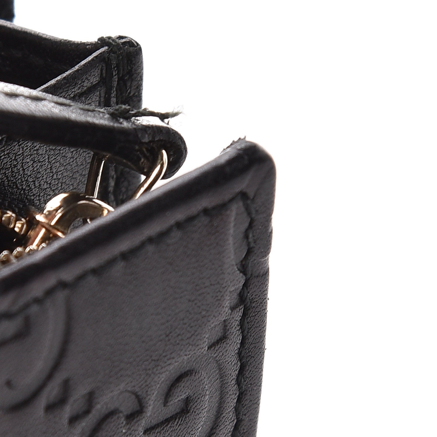 Gucci Guccissima Margaux Calfskin Metal Bar Chain Wallet Black 11 of 12