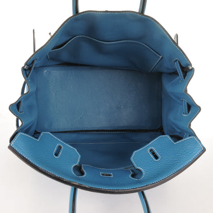 Hermes Taurillon Clemence Birkin 35 Blue Jean 19 of 33