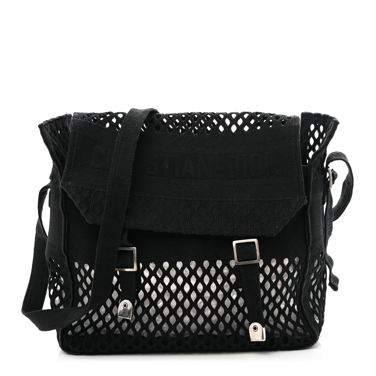 Christian Dior Canvas Embroidered Mesh Diorcamp Messenger Black 1 of 11