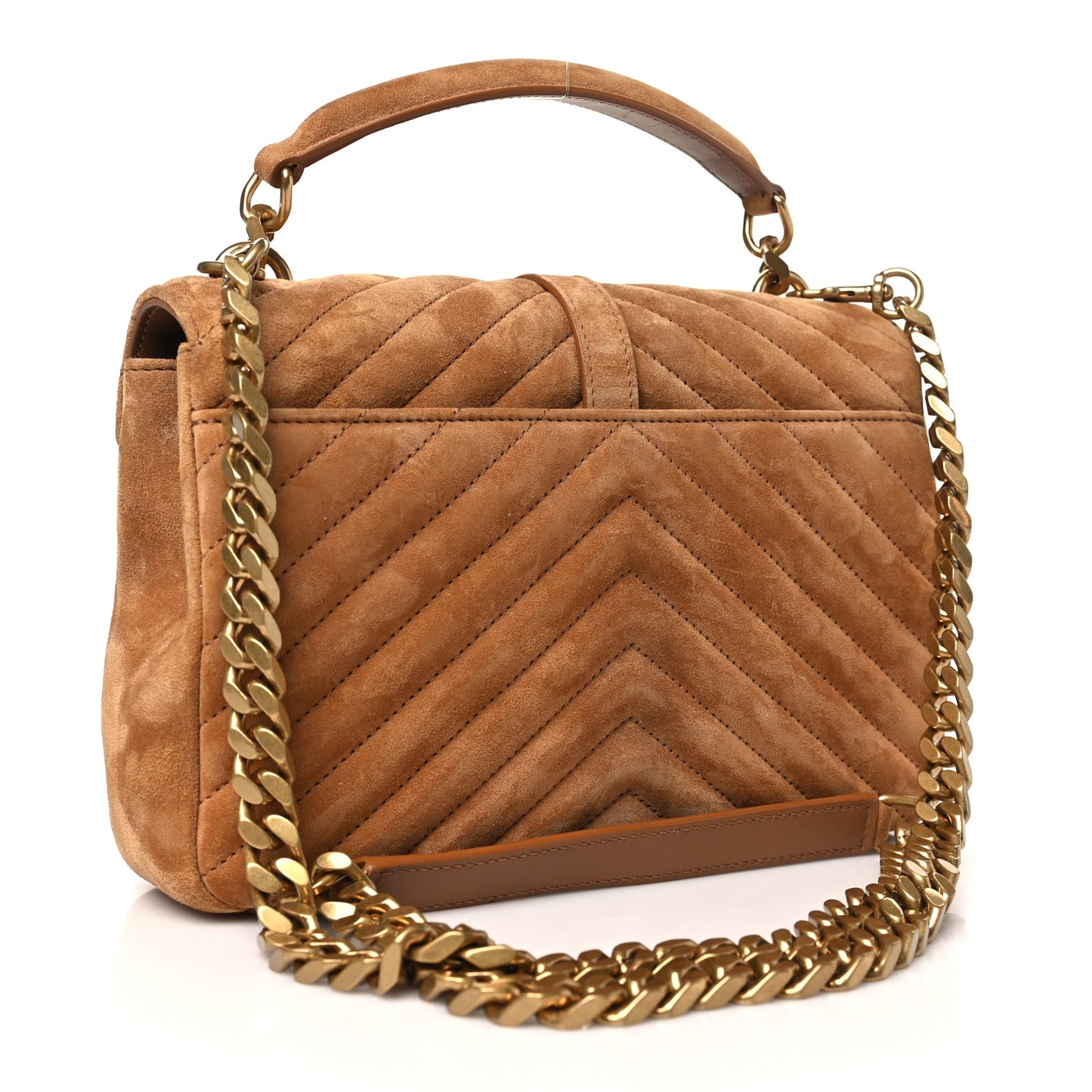 Suede Matelasse Chevron Monogram Medium College Bag Cinnamon