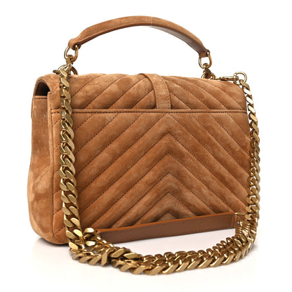 Saint Laurent Suede Matelasse Chevron Monogram Medium College Bag Cinnamon 3 of 10