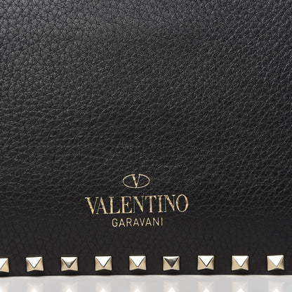 Valentino Garavani Pebbled Calfskin Rockstud Flap Saddle Bag Black 9 of 10
