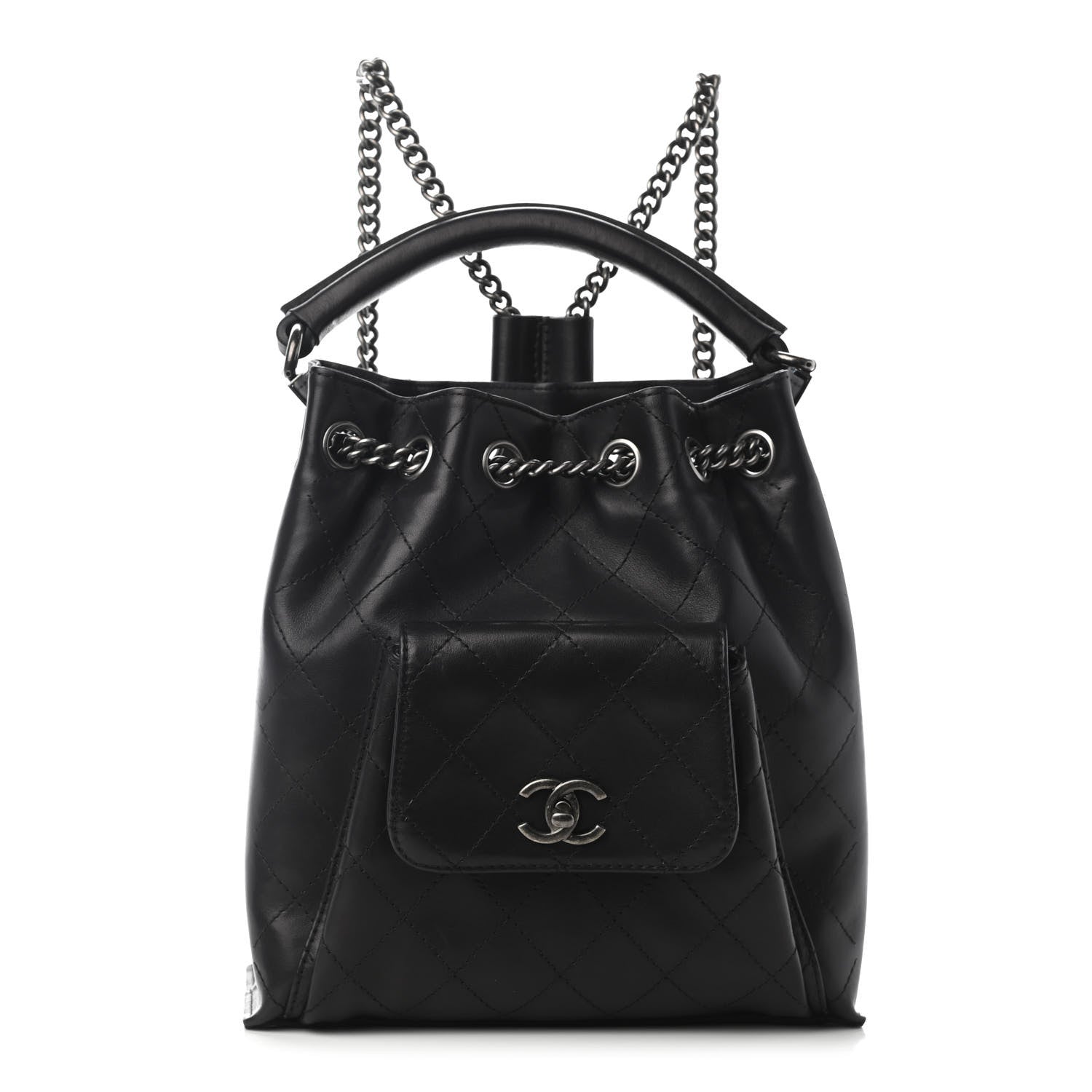 Chanel Calfskin Stitched Medium Urban Luxury Drawstring Backpack Black 1 of 9
