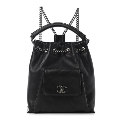 Chanel Calfskin Stitched Medium Urban Luxury Drawstring Backpack Black 1 of 9