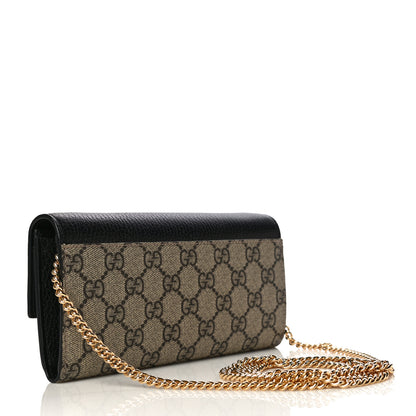 Gucci Dollar Calfskin GG Supreme Monogram Petite GG Marmont Wallet Chain Bag Black Beige Ebony 2 of 9
