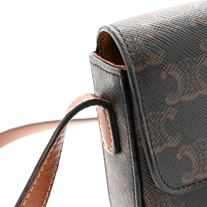Celine Canvas Calfskin Triomphe Shoulder Bag Tan 12 of 15