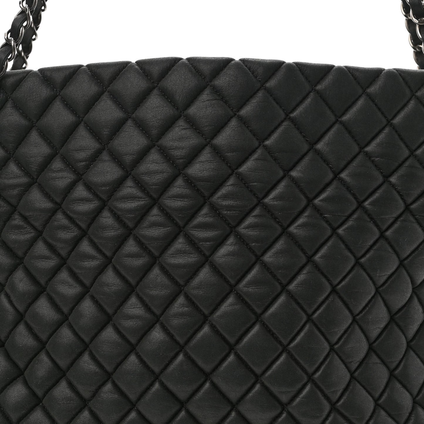 Iridescent Calfskin Quilted New Bubble Tote Black