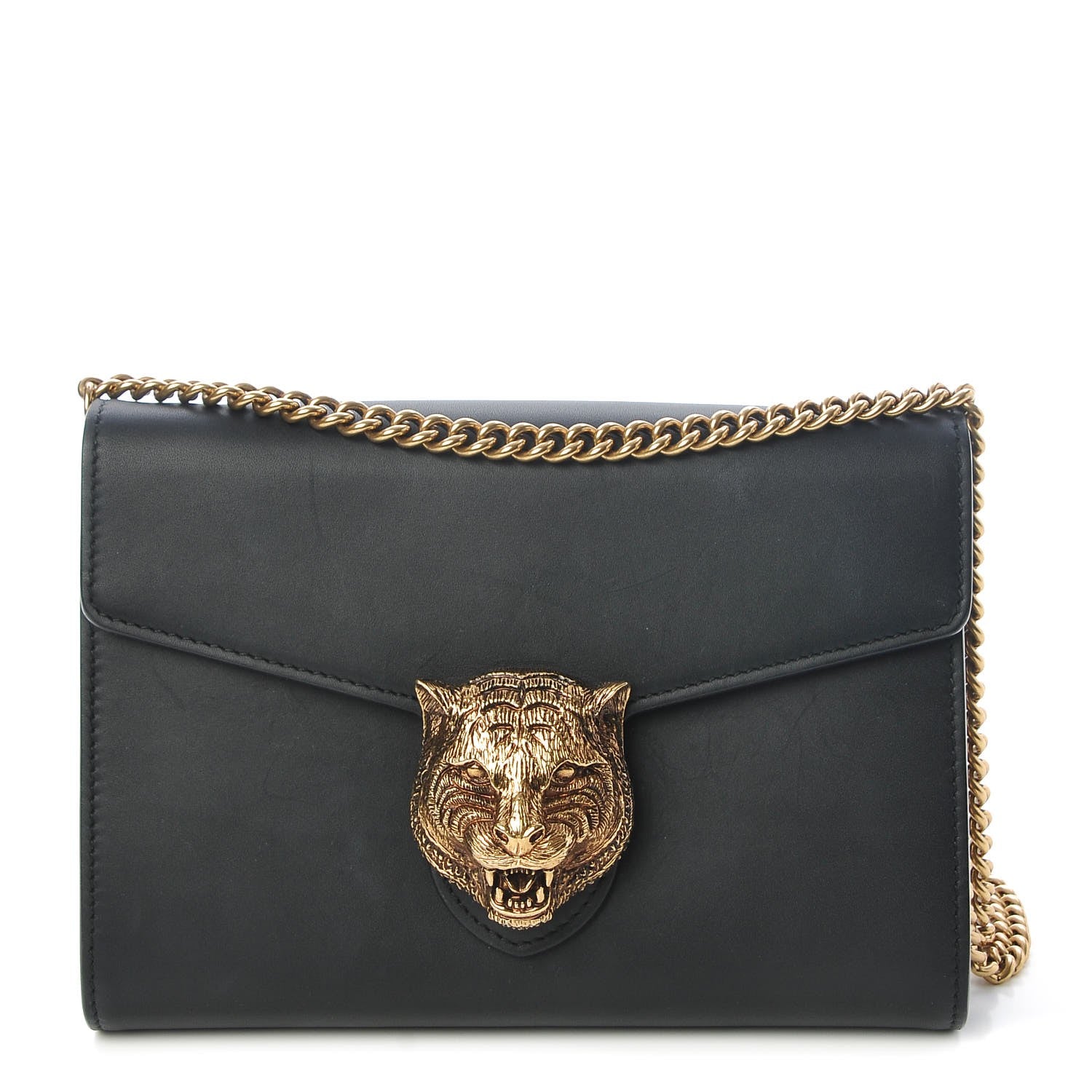 Gucci Calfskin Animalier Chain Wallet Black 1 of 7