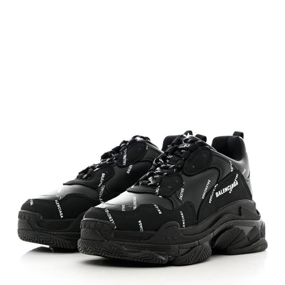 Balenciaga Technical Fabric Allover Logo Mens Triple S Sneakers 45 Black White 3 of 11
