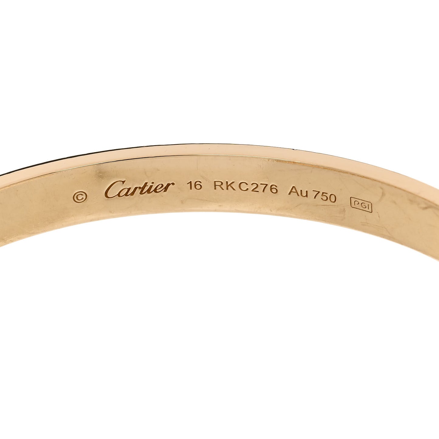 18K Yellow Gold LOVE Cuff Bracelet 16