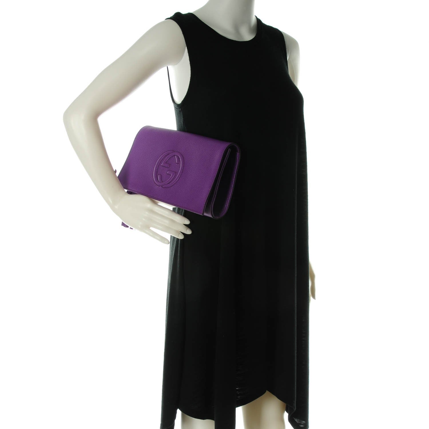 Gucci Pebbled Calfskin Medium Soho Clutch Shine Purple 2 of 7