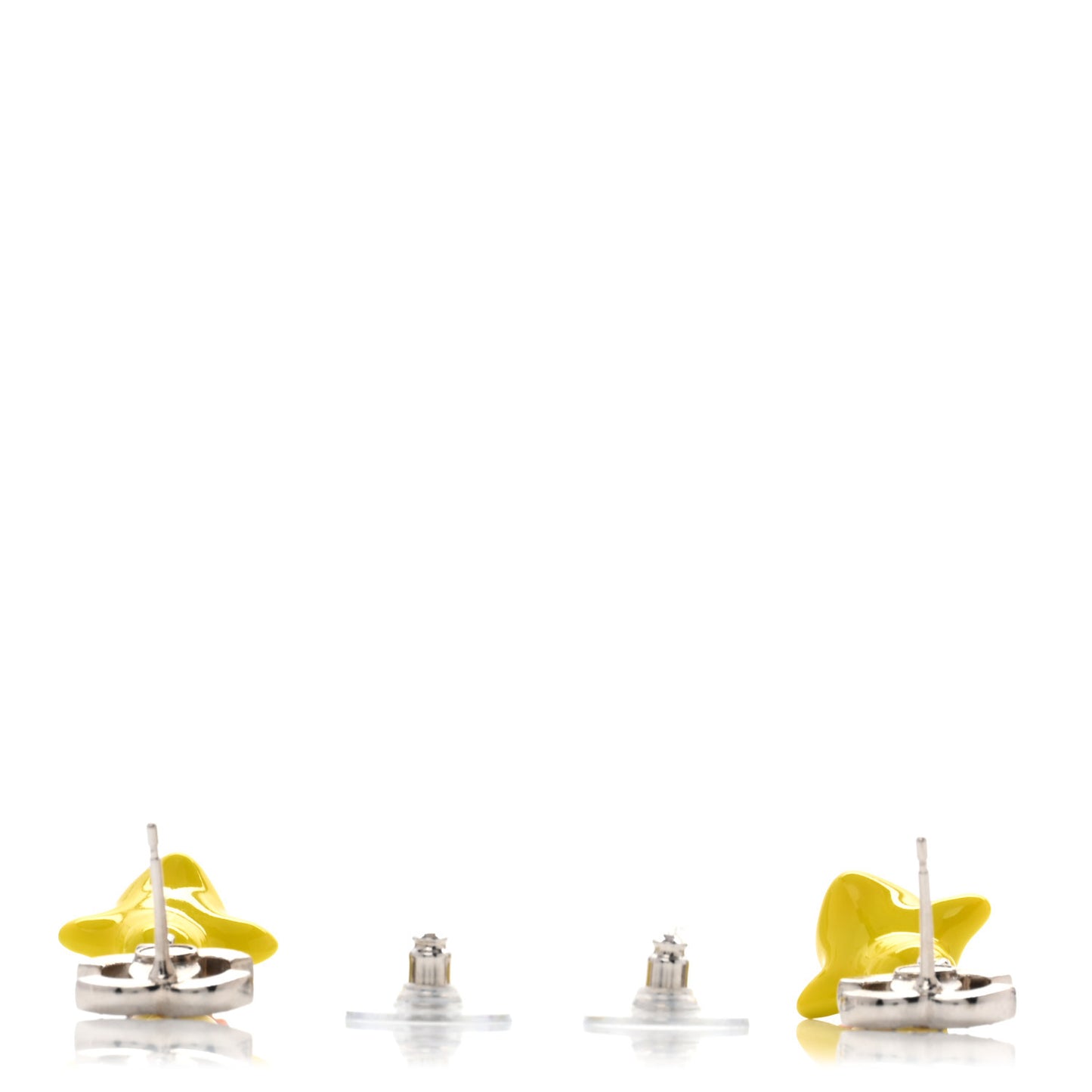 Metal Resin Strass Crystal CC Baby Chick Pendant Earrings Silver Yellow Orange