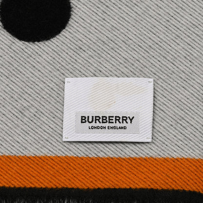 Burberry Wool Silk Monogram TB Reversible Fringe Scarf Azure Blue 3 of 4