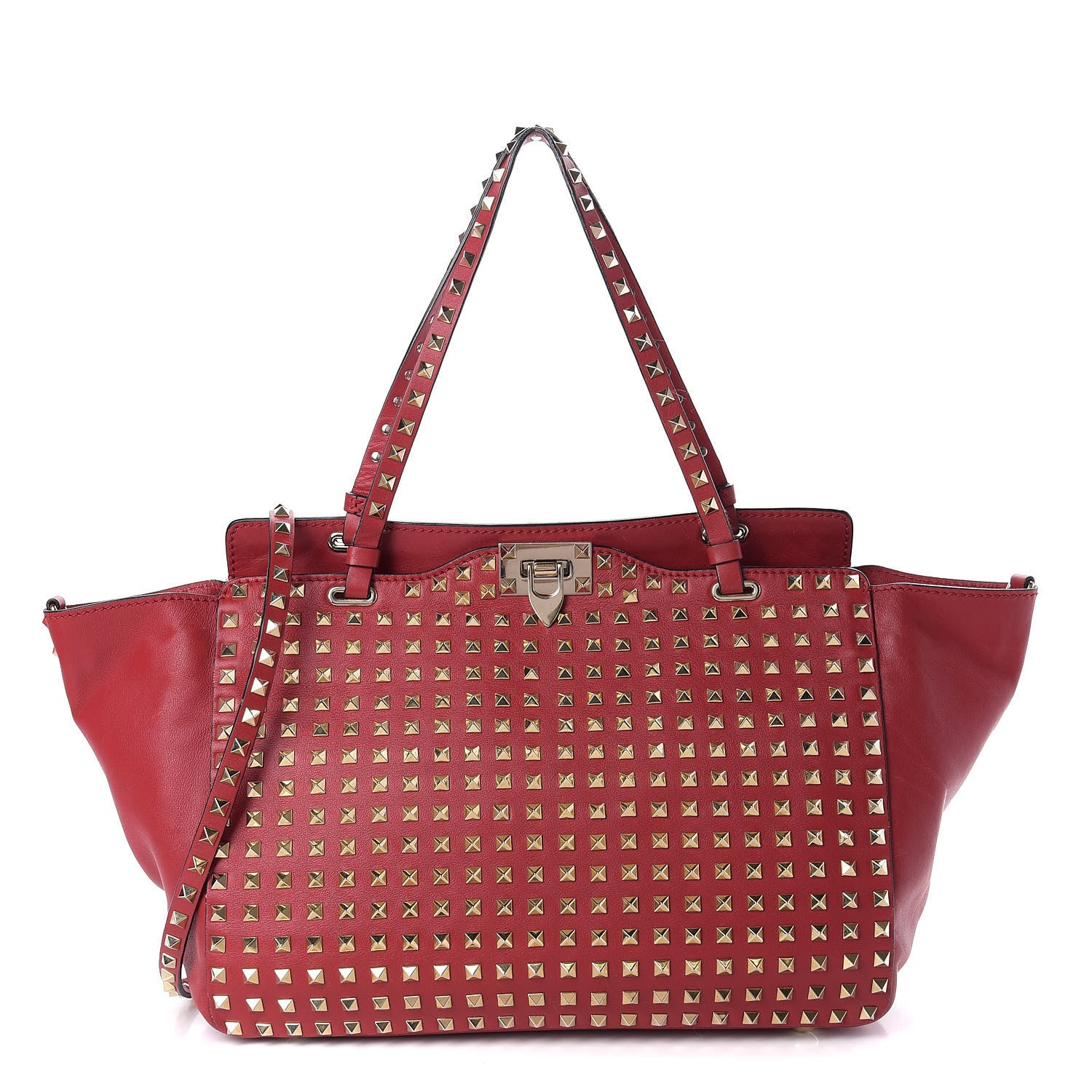 Valentino Garavani Vitello Medium Rockstud All Over Tote Rosso Valentino 1 of 16