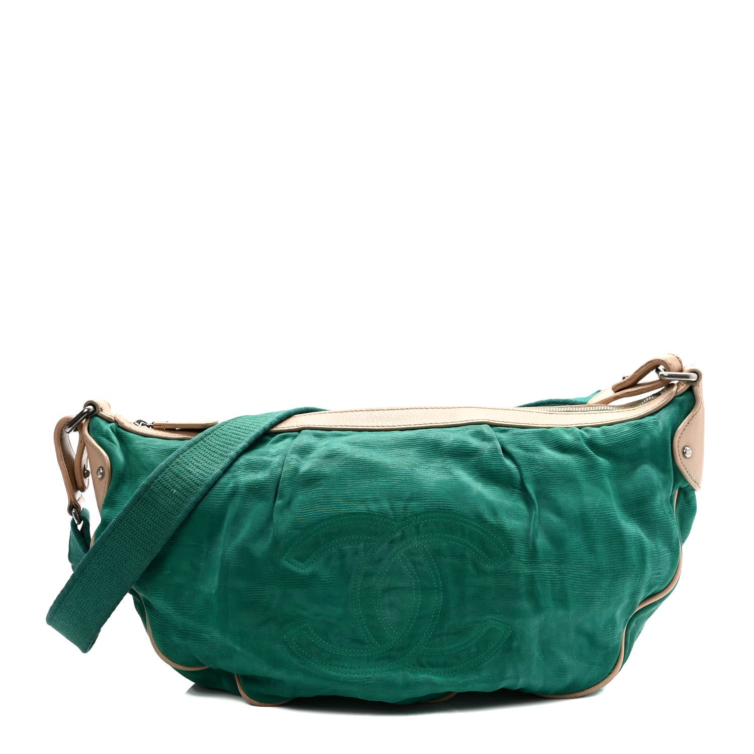 Chanel Satin Caviar CC Hobo Green 1 of 9