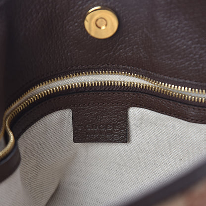 Gucci Monogram Textured Dollar Calfskin Horsebit 1955 Cinch Top Messenger Bag Beige Ebony Cocoa 6 of 9