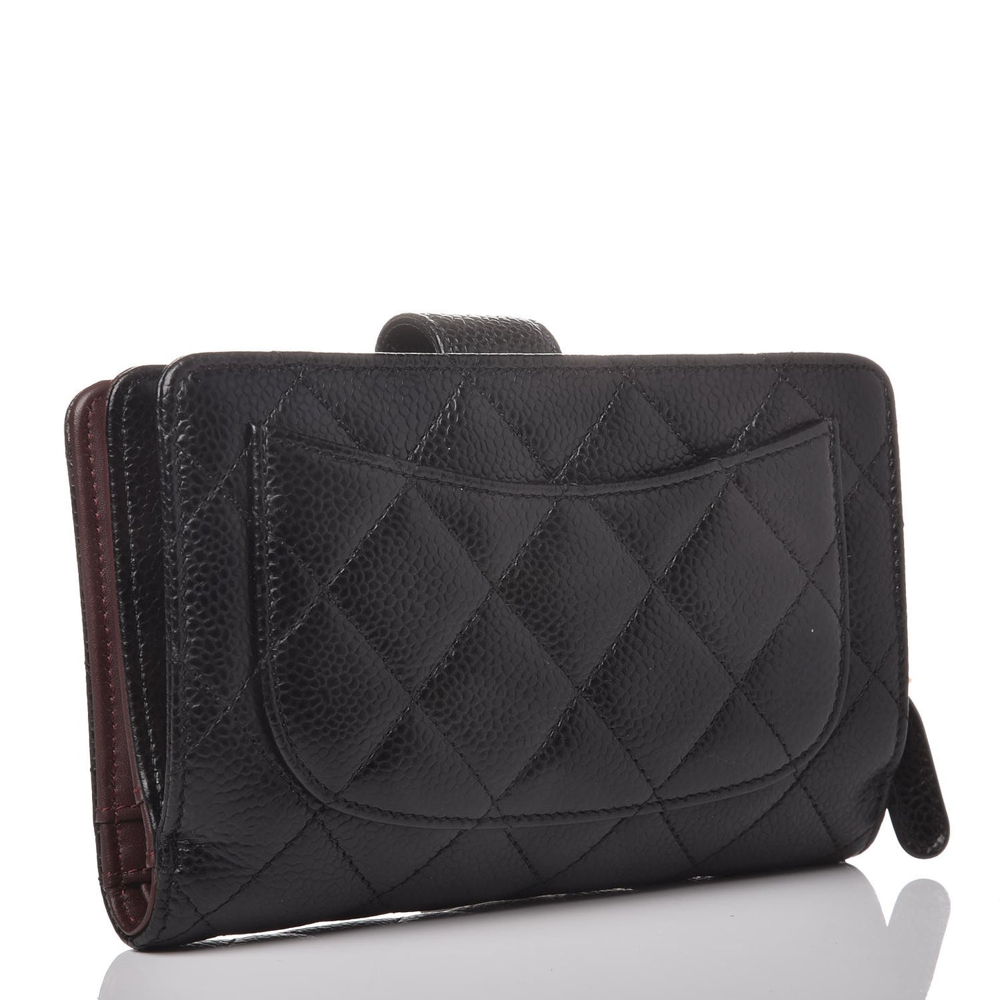 Caviar Quilted Zipped Pocket Wallet Black