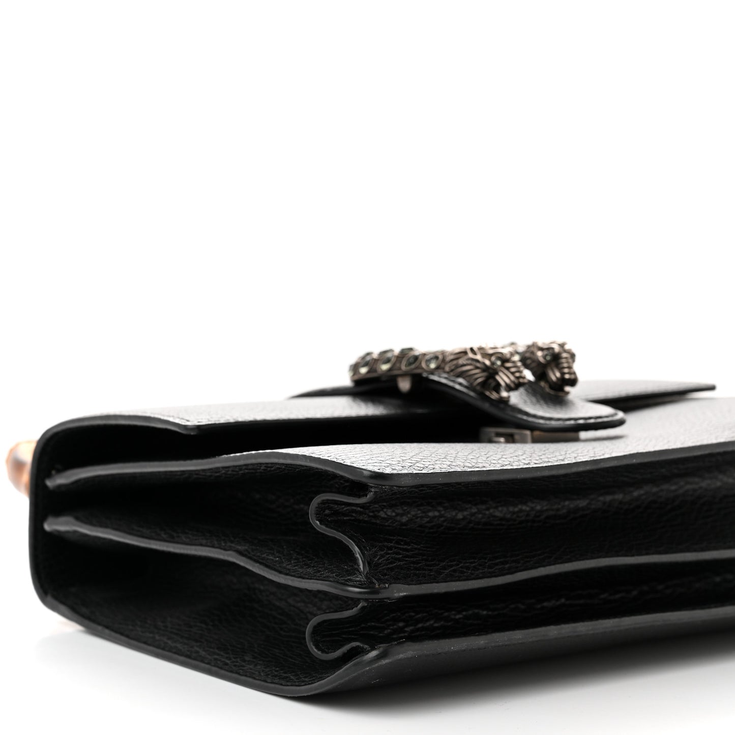 Dollar Calfskin Crystal Web Medium Dionysus Bamboo Top Handle Bag Black Black Diamond