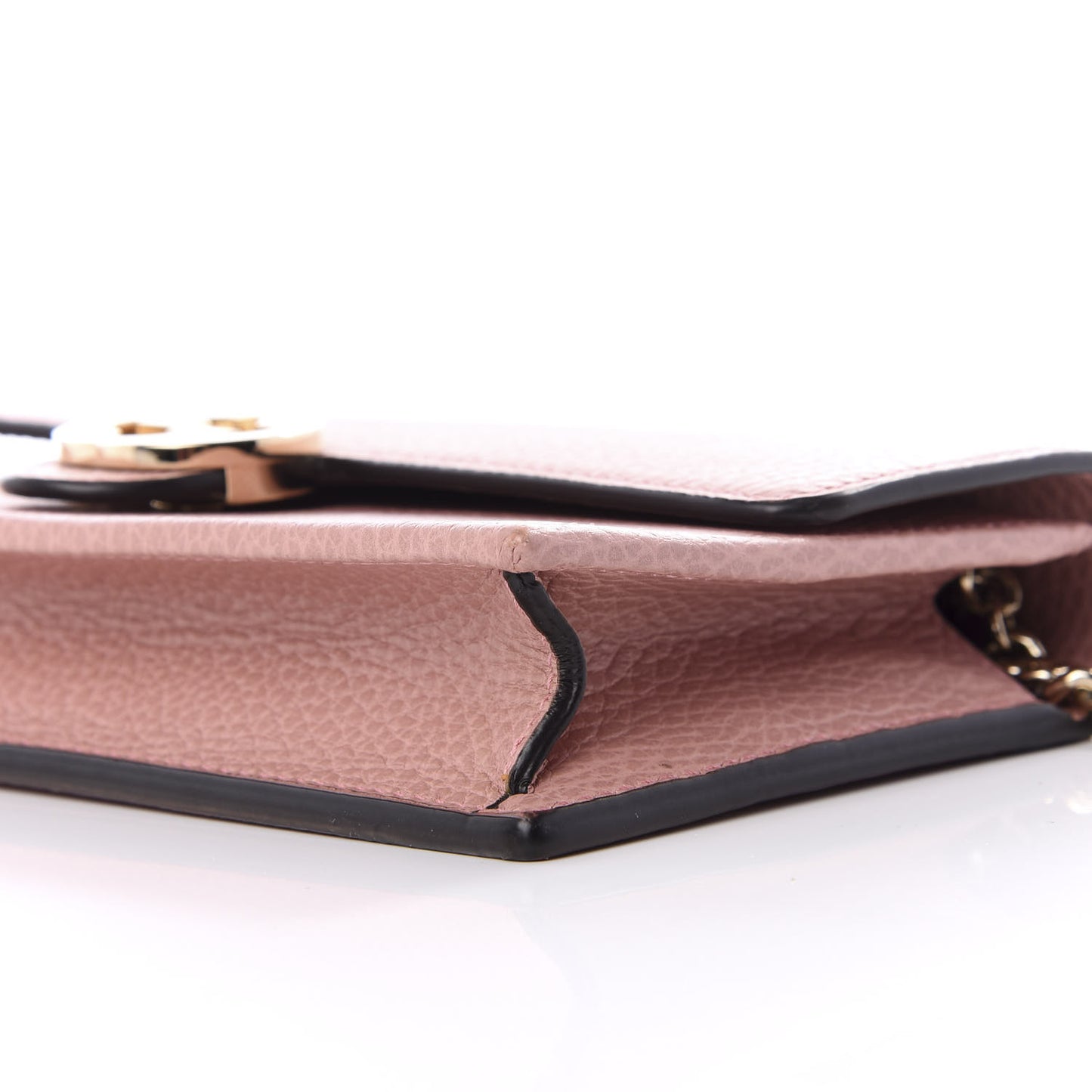 Dollar Calfskin Interlocking G Chain Wallet Soft Pink