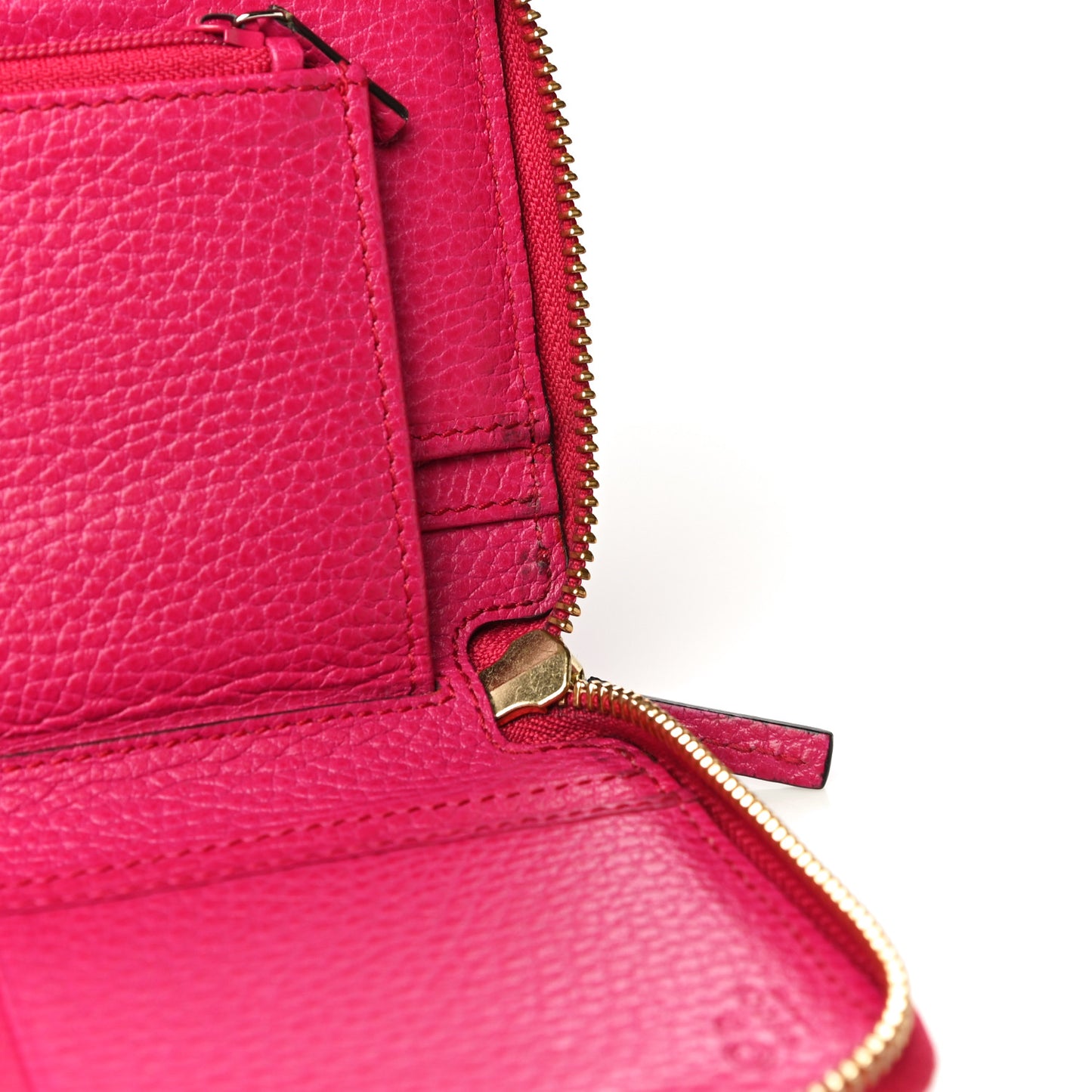 Pebbled Calfskin Zip Around Wallet Pink
