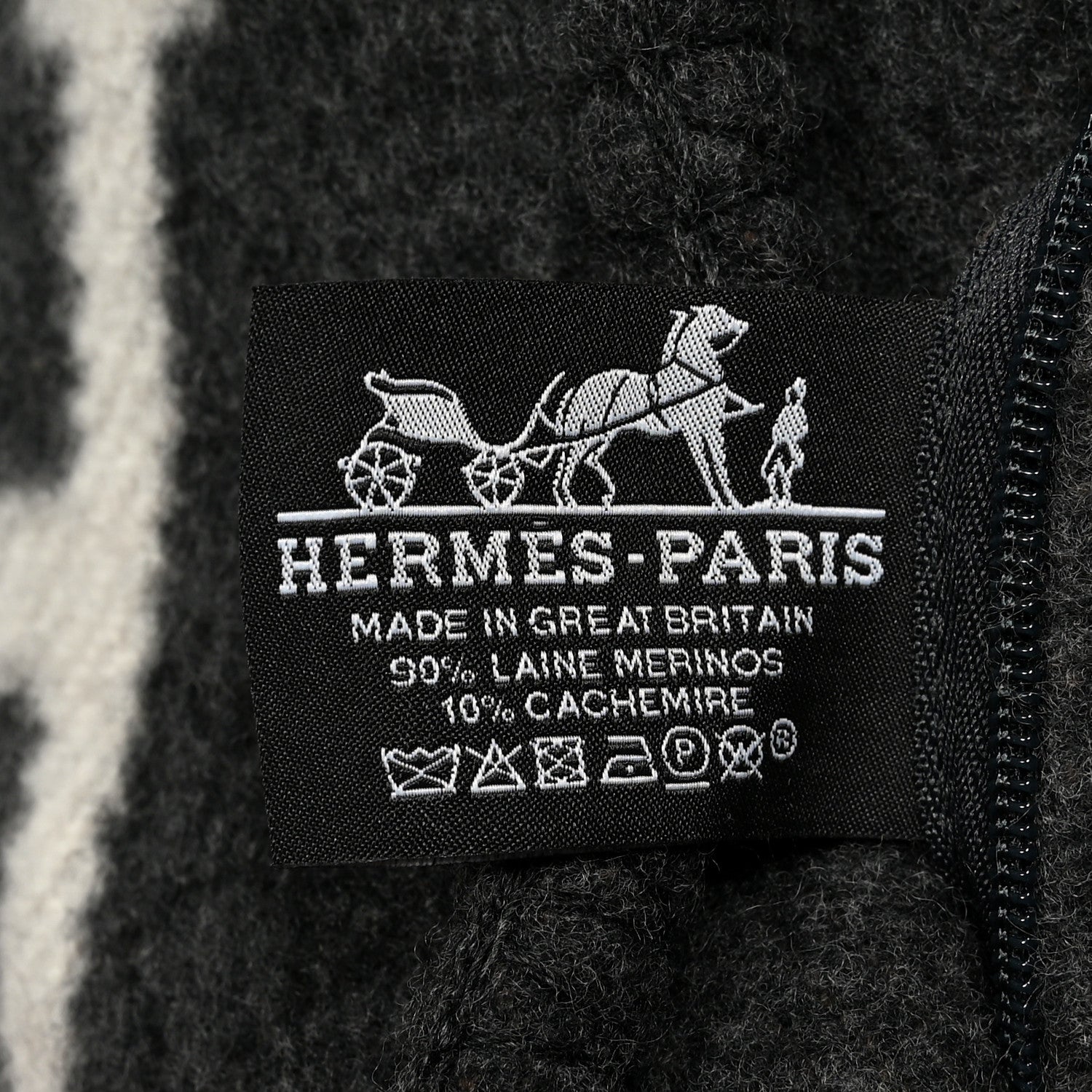 Hermes Wool Cashmere Avalon Pillow PM Ecru Gris Fonce 3 of 3