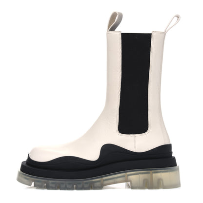 Bottega Veneta Calfskin The Tire Chelsea Boots 40 Wax Black Transparent 1 of 6