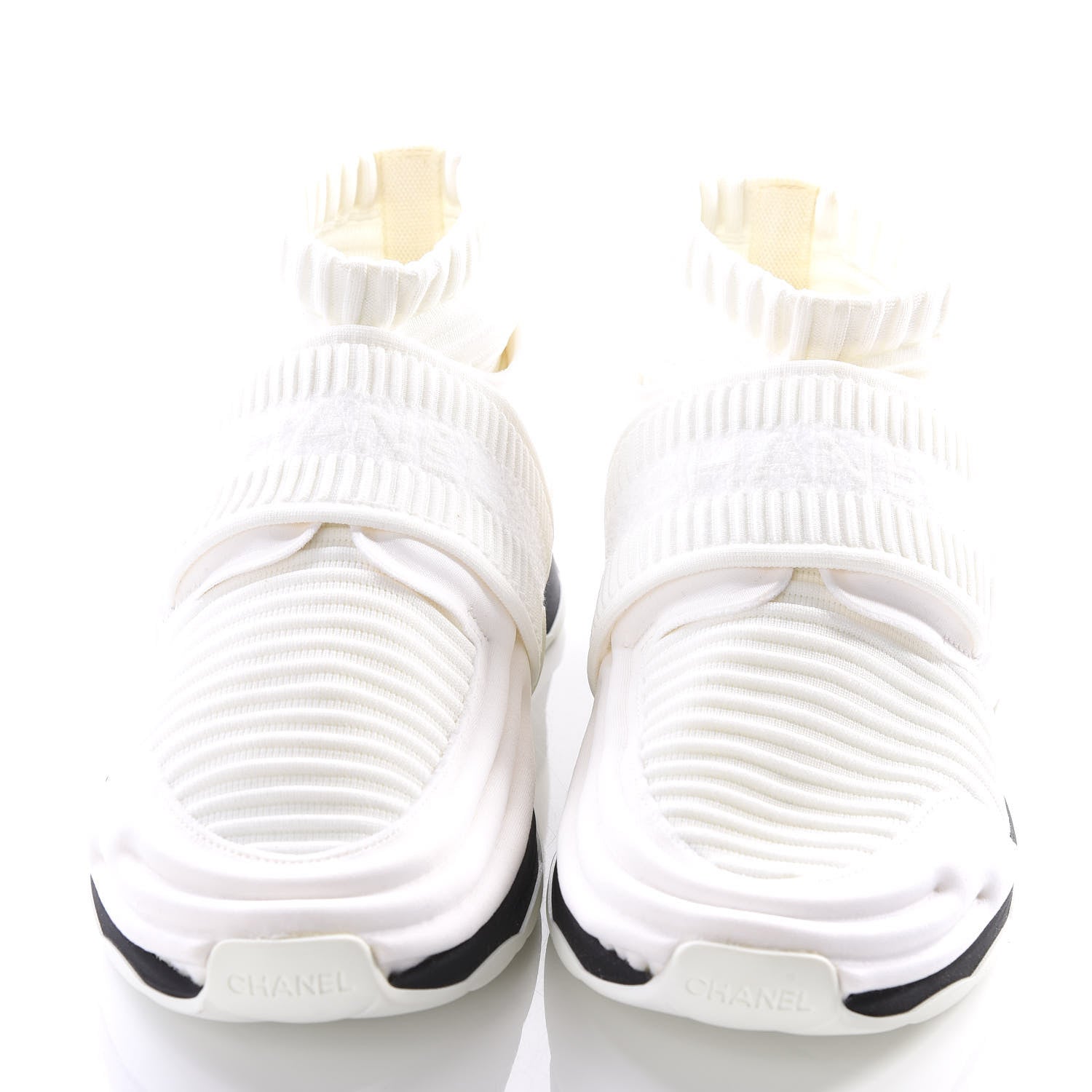 Chanel Stretch Fabric CC Sneakers 36.5 White 3 of 10