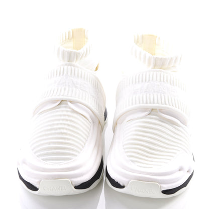 Chanel Stretch Fabric CC Sneakers 36.5 White 3 of 10