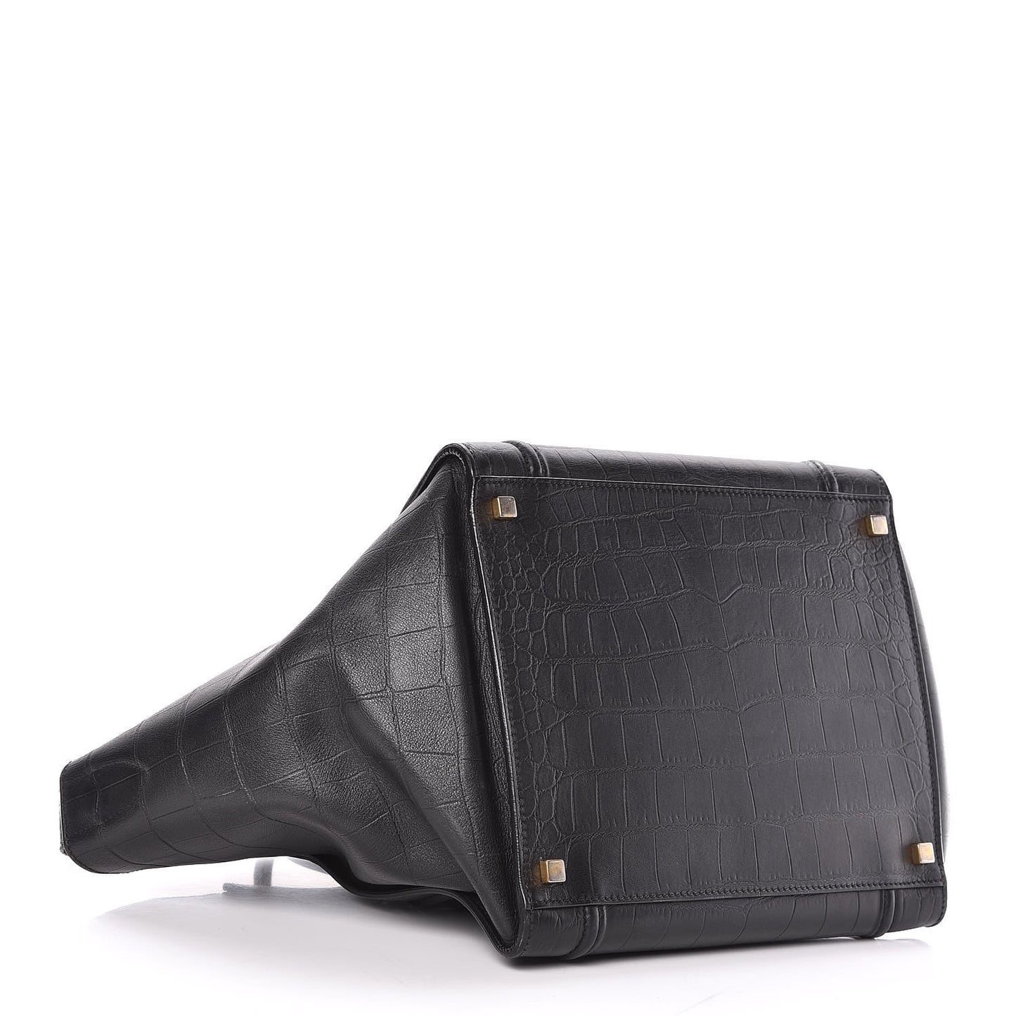 Crocodile Embossed Calfskin Medium Phantom Luggage Black