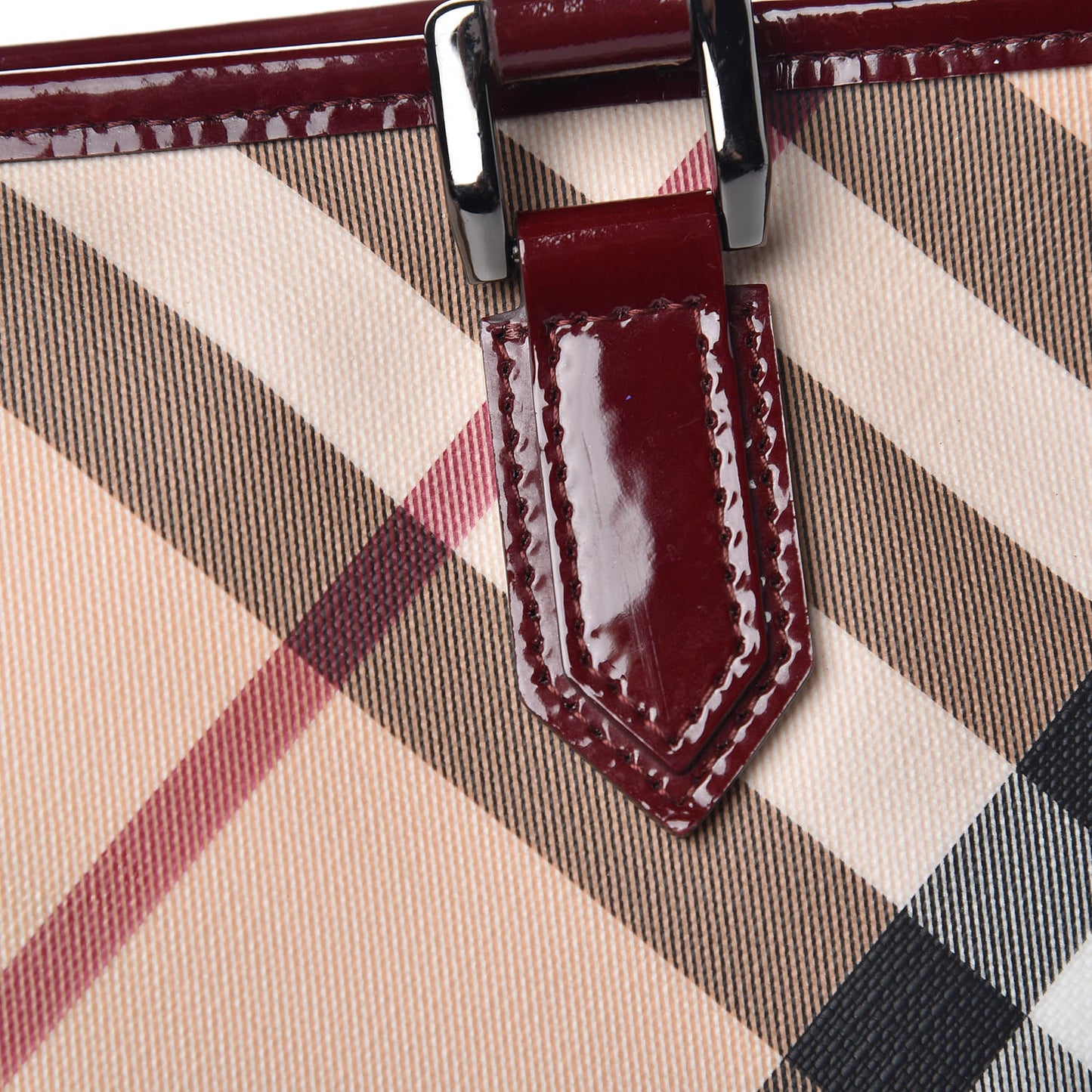 Patent Nova Check Shopper Tote Red