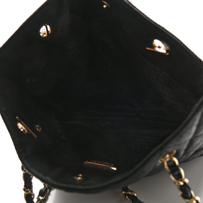 Chanel Crumpled Lambskin Quilted CC Shopping Tote Black 4 of 8