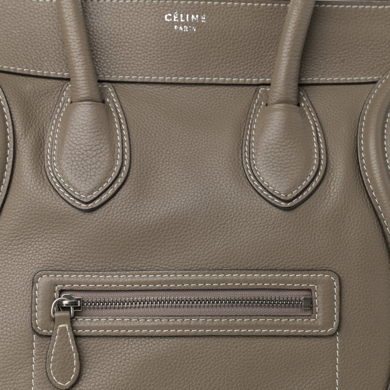 Celine Drummed Calfskin Mini Luggage Souris 8 of 14