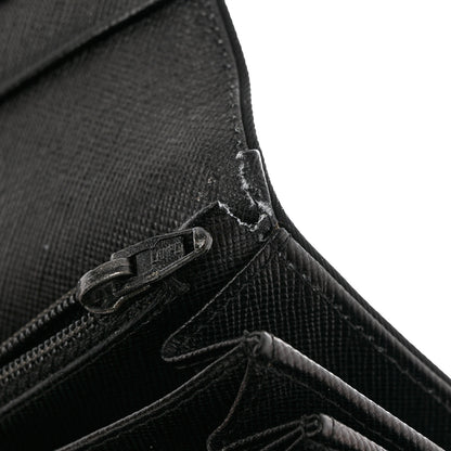 Prada Tessuto Nylon Saffiano Flap Wallet Black 10 of 10