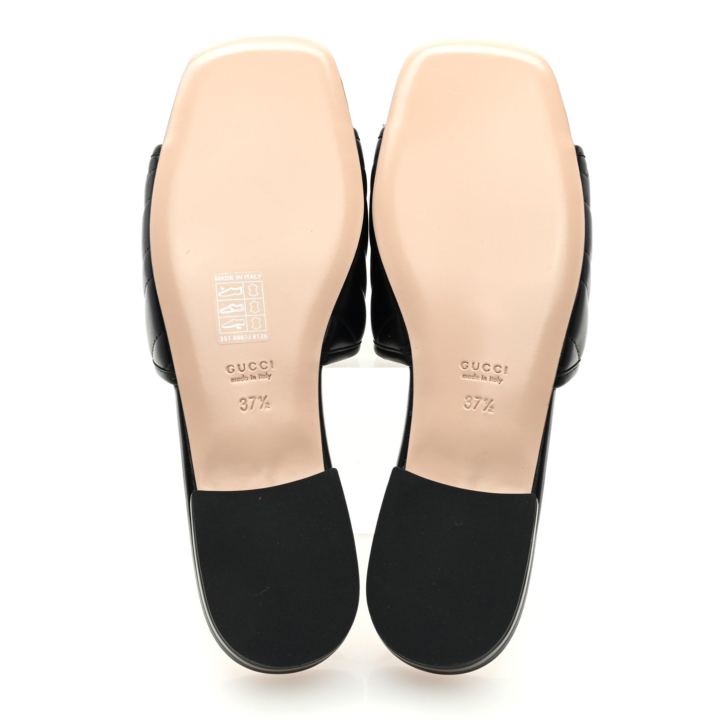 Nappa Matelasse GG Marmont Flat Slide Sandals 37.5 Black