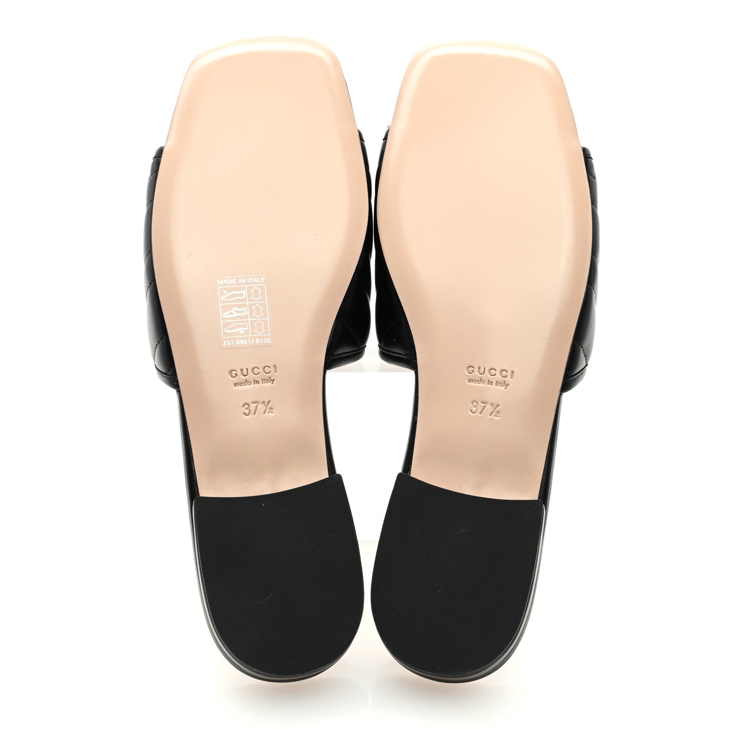 Gucci Nappa Matelasse GG Marmont Flat Slide Sandals 37.5 Black 5 of 8
