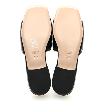 Gucci Nappa Matelasse GG Marmont Flat Slide Sandals 37.5 Black 5 of 8