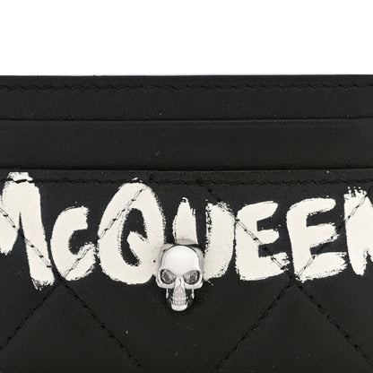 Alexander McQueen Calfskin Graffiti Skull Card Holder Black 8 of 11