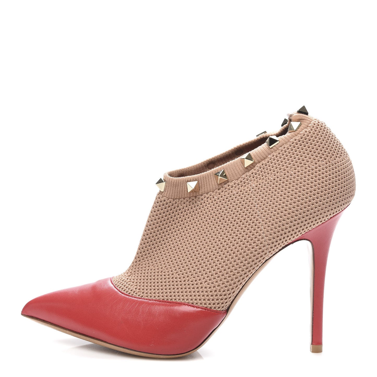 Nappa Knit Rockstud 105mm Sock Booties 37 Red