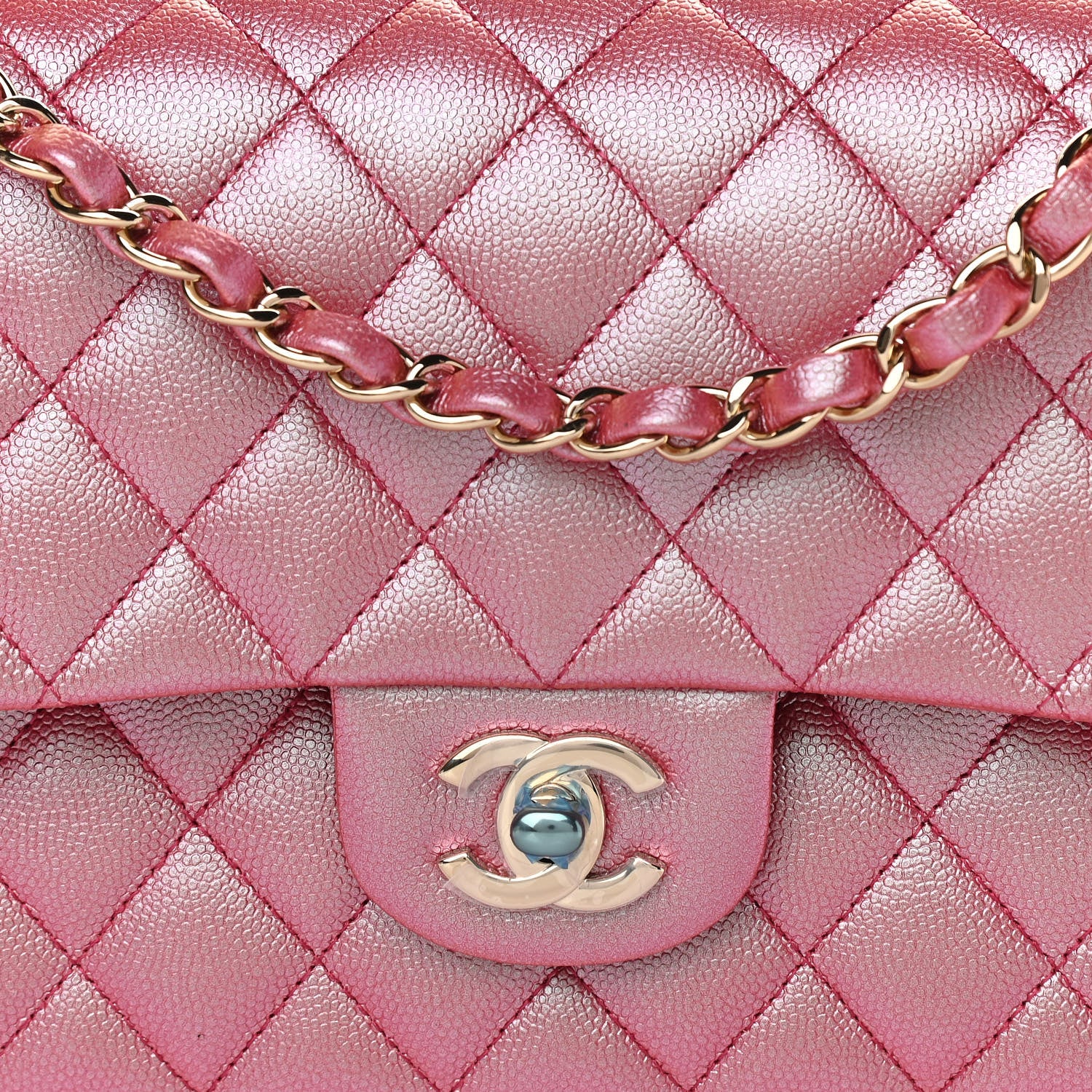 Chanel Iridescent Caviar Quilted Medium Double Flap Pink 8 of 11