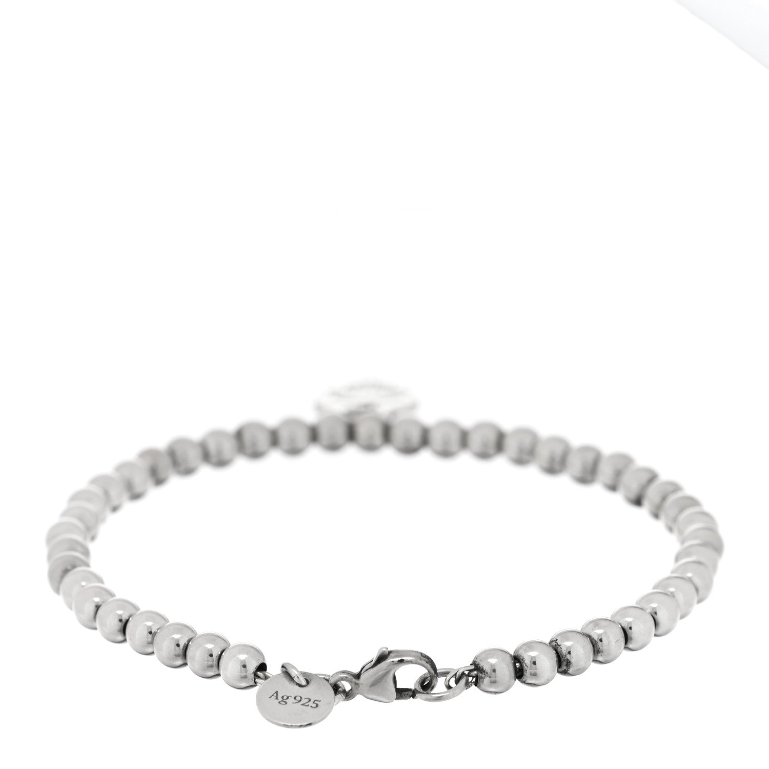 Tiffany Sterling Silver Enamel 4mm Return To Tiffany Heart Tag Bead Bracelet Pink 2 of 4