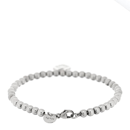 Tiffany Sterling Silver Enamel 4mm Return To Tiffany Heart Tag Bead Bracelet Pink 2 of 4