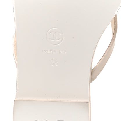Chanel Goatskin CC Times Square Thong Sandals 38 Beige 8 of 12