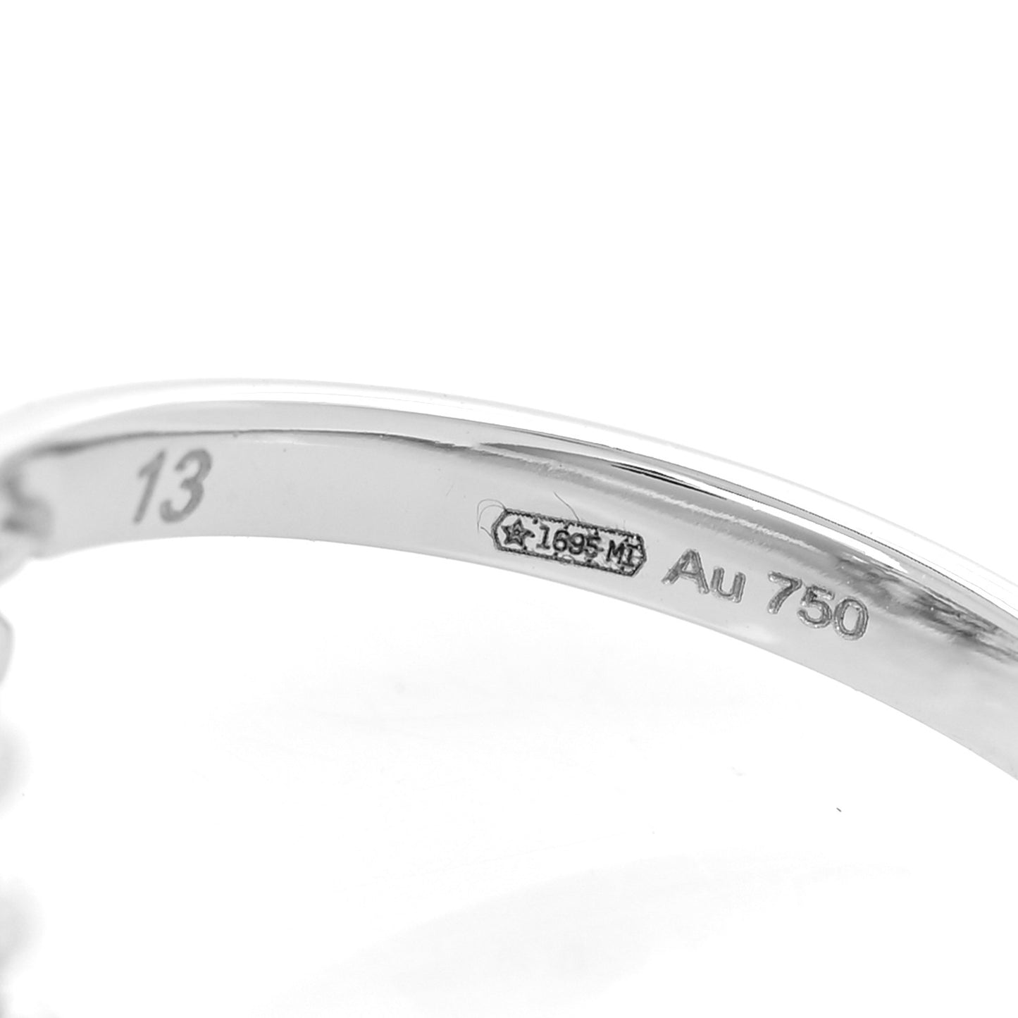 18K White Gold Pink Topaz Running G Ring 53 6.25